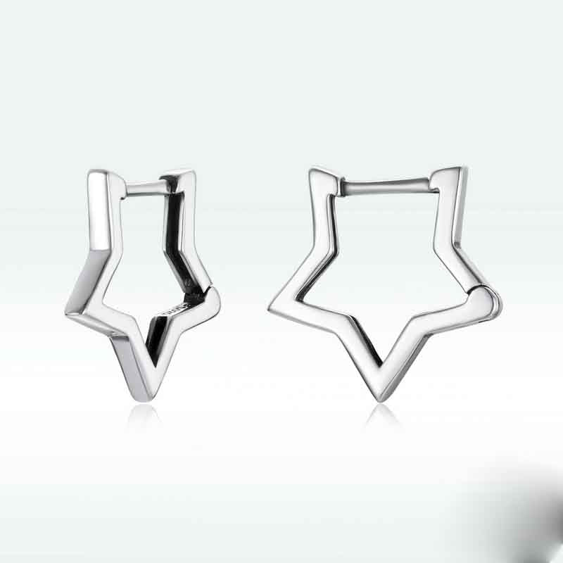 Y2K Star Hoop Earrings - Sterling Silver