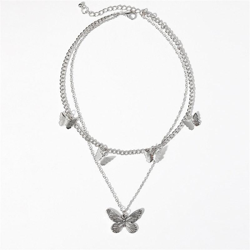Aesthetic Butterfly Silver Pearl Necklace - SEOUL STYLEZ
