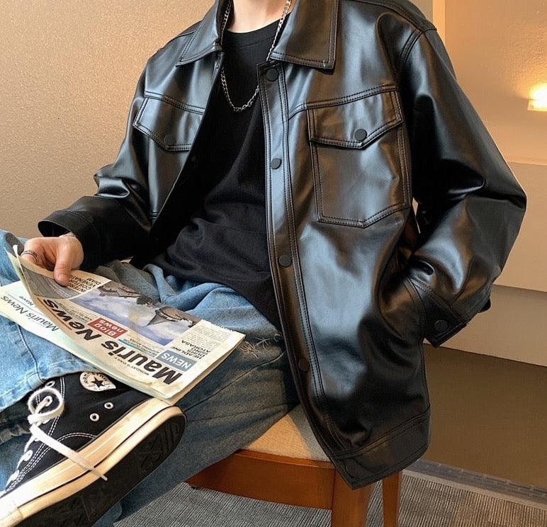 Casual Faux Leather Jacket - SEOUL STYLEZ