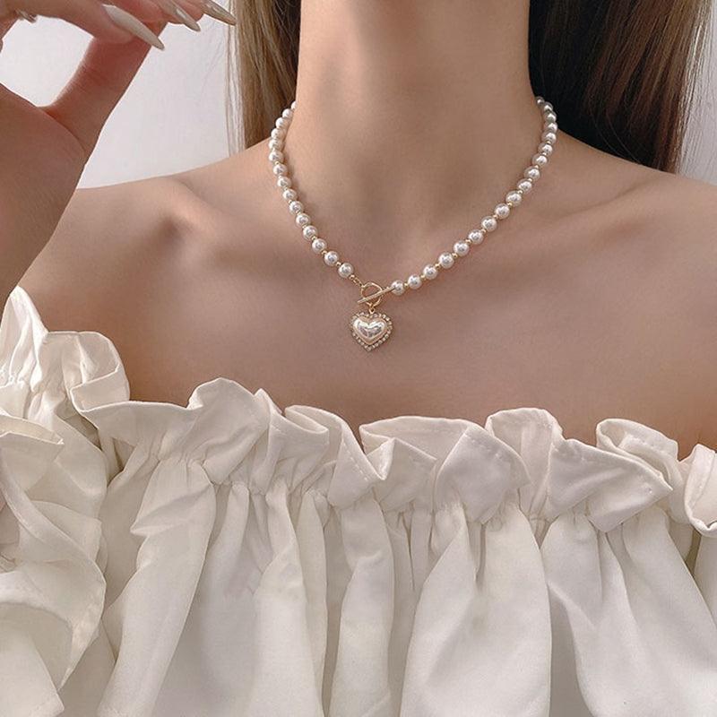 Pearl Beads Rhinestone Necklace - SEOUL STYLEZ