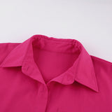 Short Sleeve Shirts and Mini Skirt Set in Hot Pink/ Green