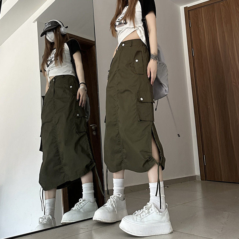Y2K Cargo Long Skirt