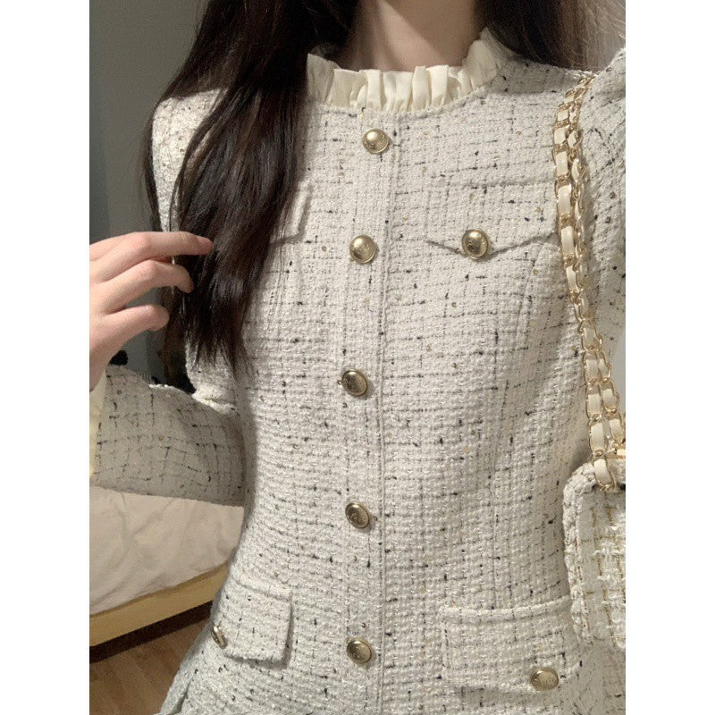 Tweed Pleated Mini Dress