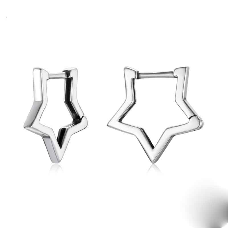 Y2K Star Hoop Earrings - Sterling Silver