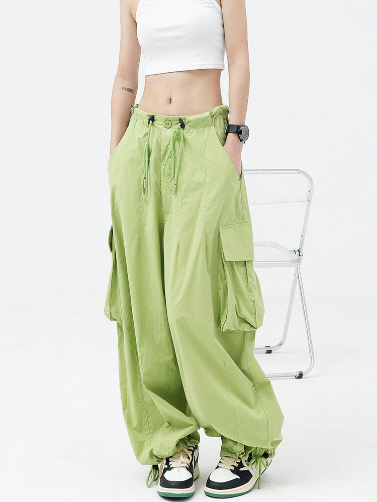 Y2k Wide Loose Green Cargo Pants
