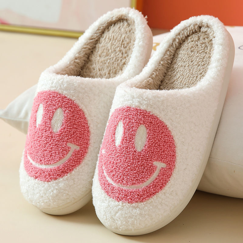 korean fashion, Put a smile on your face (literally!) with these Smiley Face Slippers! Featuring a smile emoji so you don't have to worry about being grumpy, they promise to keep your feet toasty and comfy all day long. Crafted from high quality boucle fabric and non-slip, they'll be your go-to outdoor slippers for when you're feeling happy (and even when you're not)!