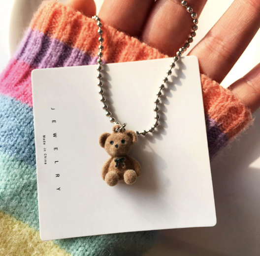 Teddy Bear Necklace / Earrings