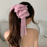 Large Chiffon Bow Hair Clip Pink