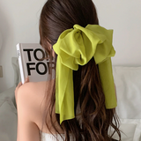 Large Chiffon Bow Hair Clip Green