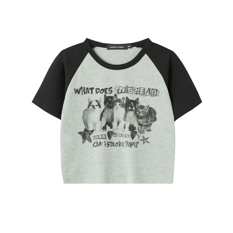 Y2K Short Sleeve Cat T-Shirt