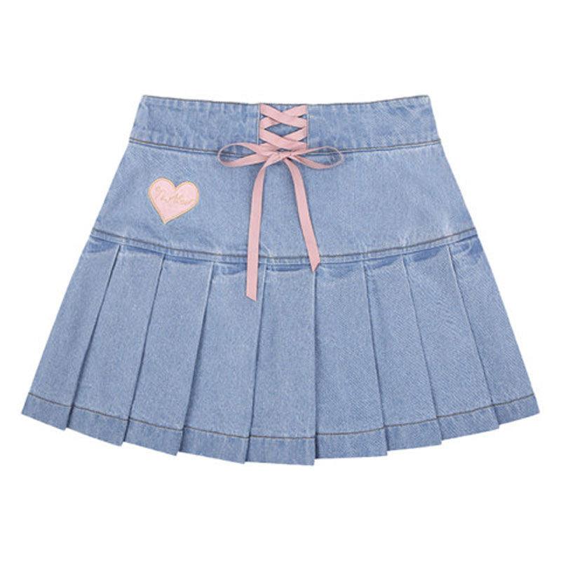Cute High Waist Girl Denim Skirt - SEOUL STYLEZ