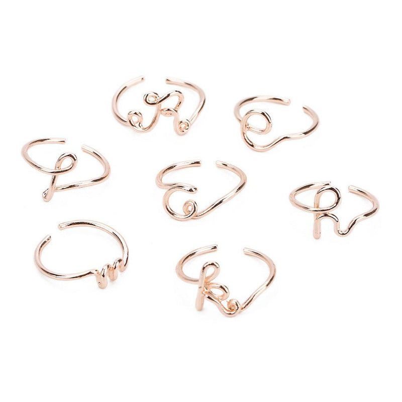 Initial Name Rings for Women and Men / A-Z Letters/ Adjustable / 3 Colours - SEOUL STYLEZ