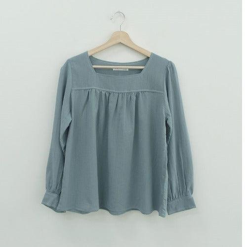 Square Neck Bubble Long Sleeve Shirt with or without matching Skirt - SEOUL STYLEZ