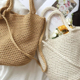 Wool Bucket Bag Cotton Woven Bag Shoulder Bag - SEOUL STYLEZ