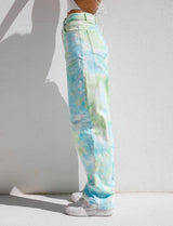 High Waist Wide Leg Printed Casual Jeans - SEOUL STYLEZ