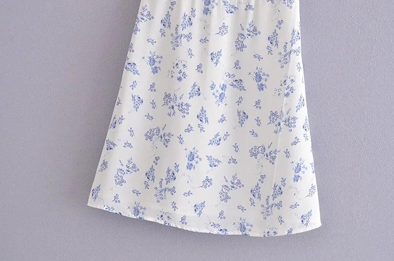 Retro Pastoral Floral Print Waist Strap Dress - SEOUL STYLEZ