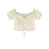 Ruffle Knotted Crop Top With Tank Top / Y2K - SEOUL STYLEZ