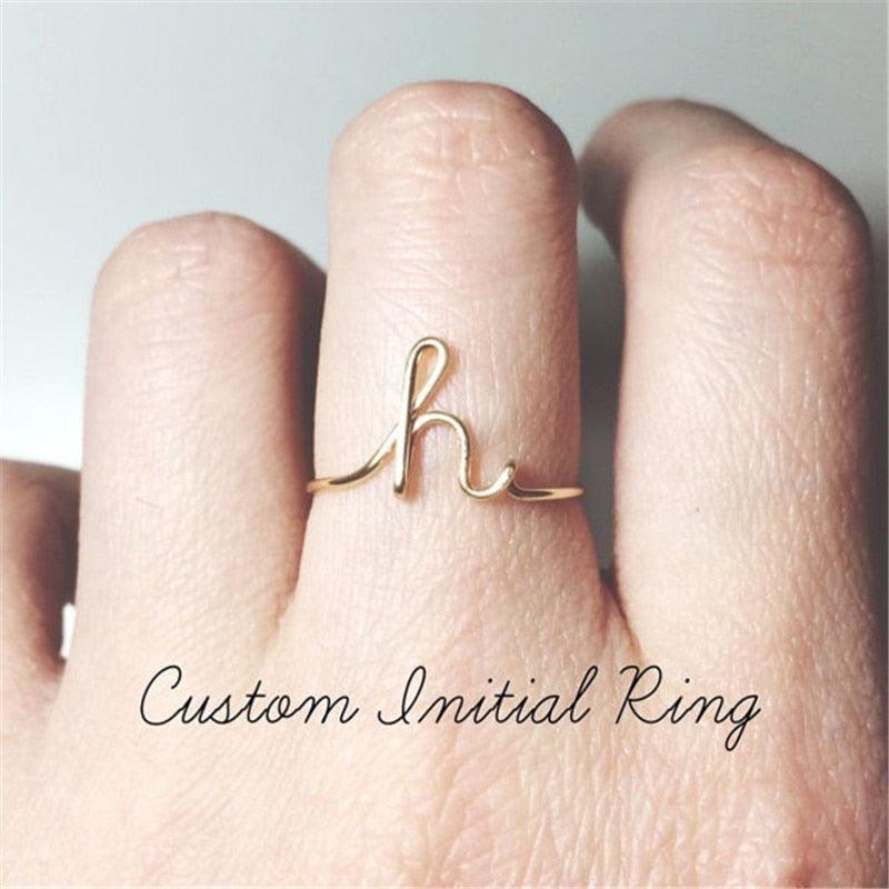 Initial Name Rings for Women and Men / A-Z Letters/ Adjustable / 3 Colours - SEOUL STYLEZ
