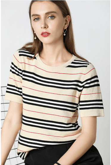 Korean Striped Loose Bottoming T-shirt - SEOUL STYLEZ