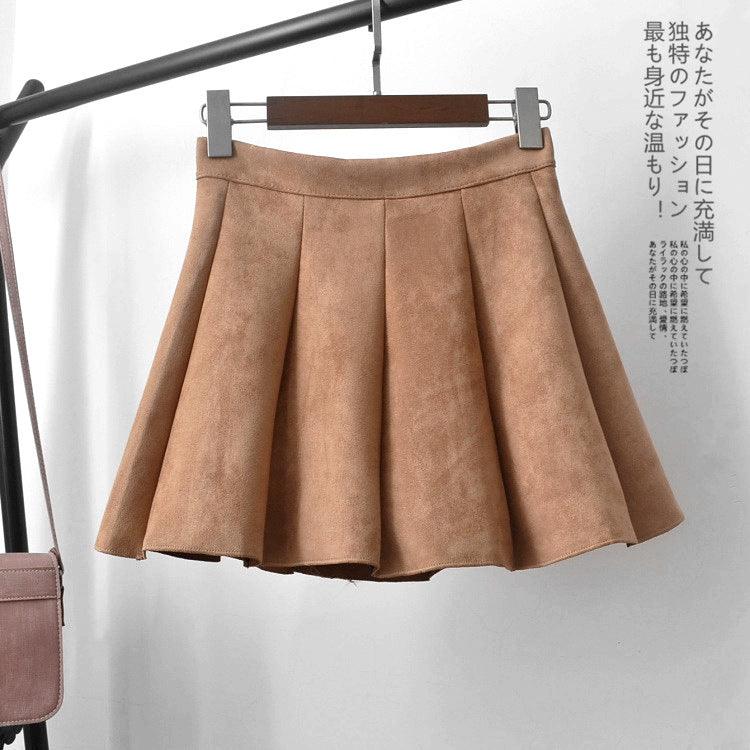 High Waist Pleated Velvet A-line Skirt - SEOUL STYLEZ