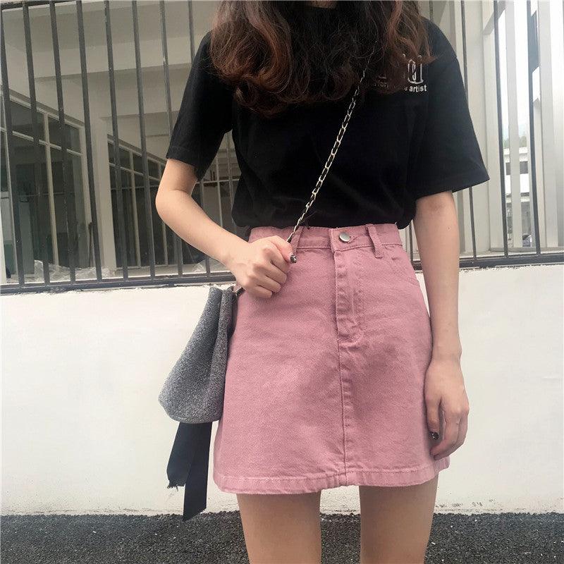 Basic A line Denim Skirt - SEOUL STYLEZ