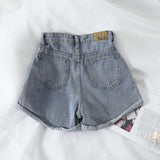 Vintage High Waist Slacks Denim Shorts - SEOUL STYLEZ