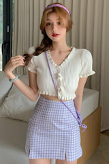 Button-Up Knit Top / Mini Pencil Skirt - SEOUL STYLEZ