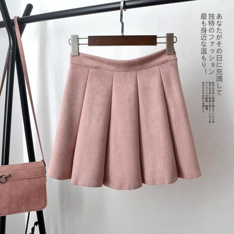 High Waist Pleated Velvet A-line Skirt - SEOUL STYLEZ