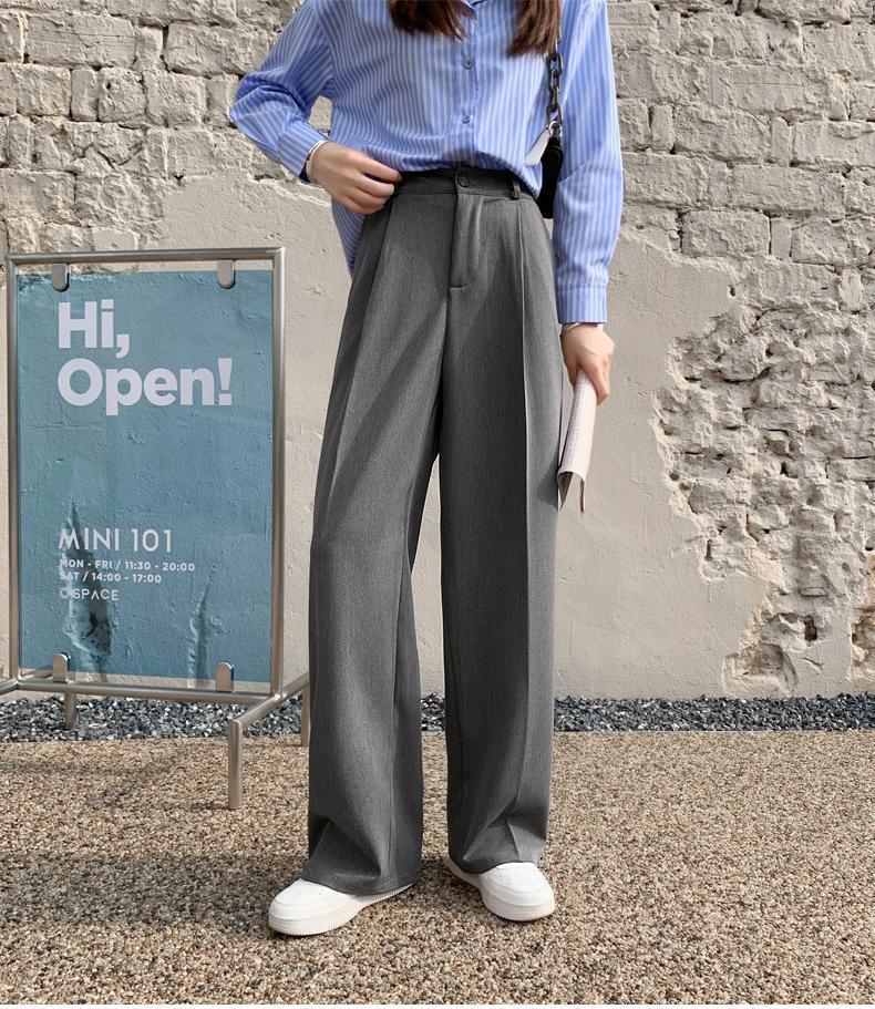 High Waist Straight Button Suit Pants - SEOUL STYLEZ