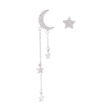 Star & Moon Asymmetrical Earrings / Sterling Silver - SEOUL STYLEZ