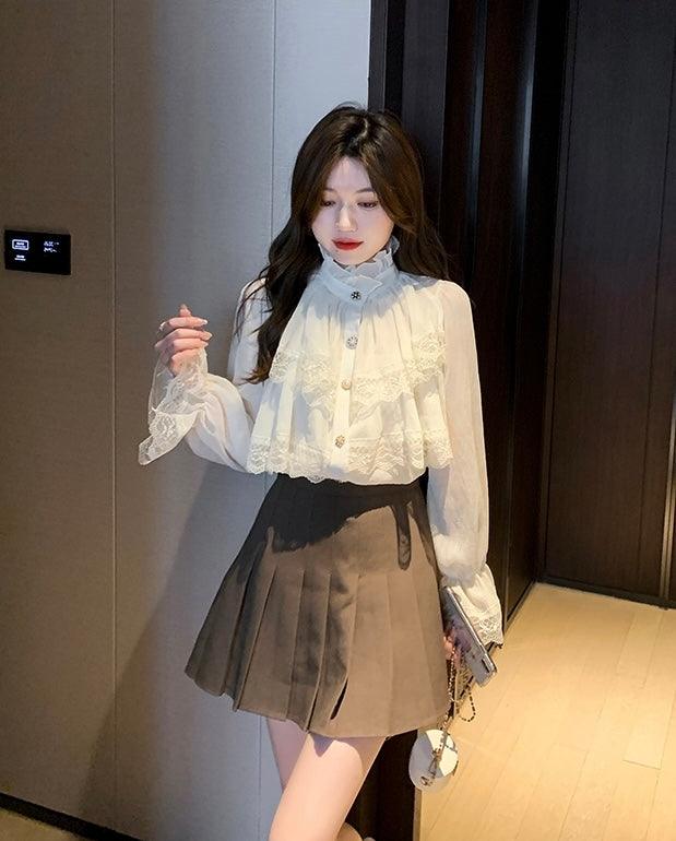 Elegant Ruffles Lace Blouse - SEOUL STYLEZ