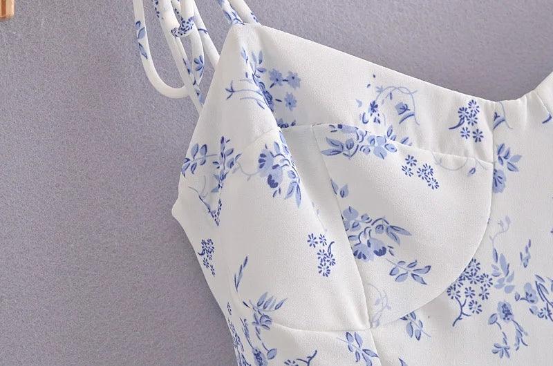 Retro Pastoral Floral Print Waist Strap Dress - SEOUL STYLEZ
