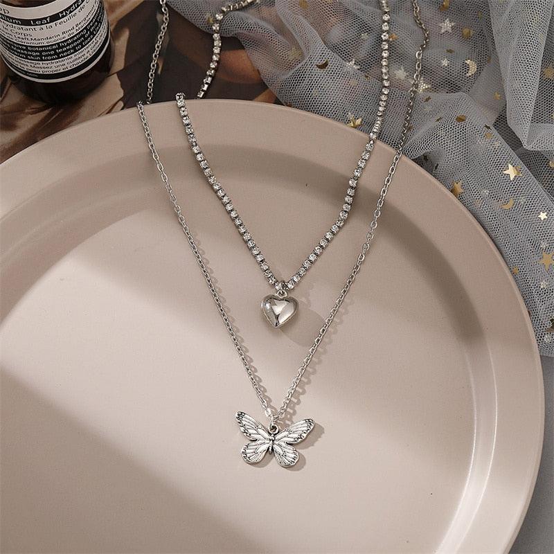 Aesthetic Butterfly Silver Pearl Necklace - SEOUL STYLEZ