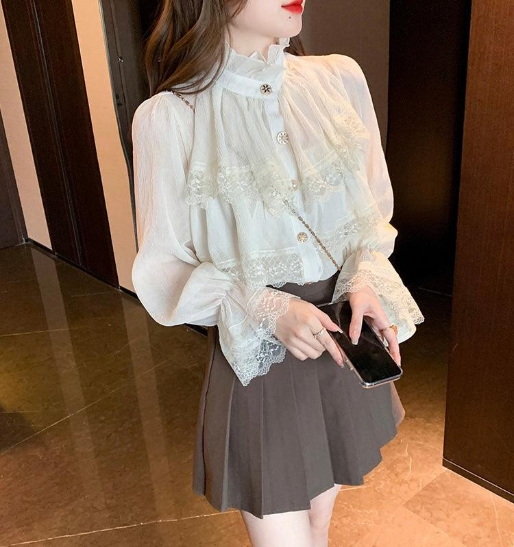 Elegant Ruffles Lace Blouse - SEOUL STYLEZ