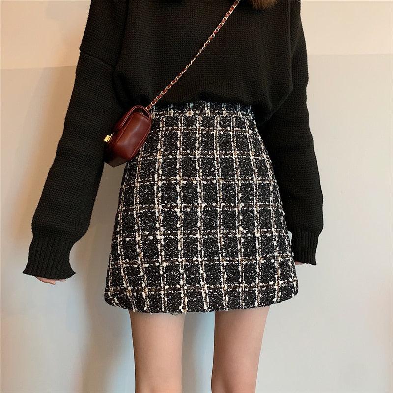 Warm Tweed Wool Skirts - SEOUL STYLEZ