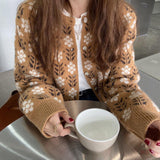 Retro Floral Knitted Warm Cardigan - SEOUL STYLEZ