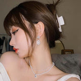 Silver Crystal Drop Earrings - SEOUL STYLEZ