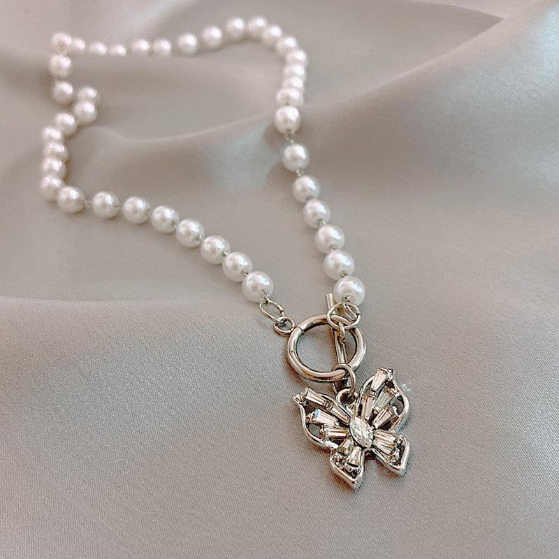 Butterfly Pearl Pendant Necklace - SEOUL STYLEZ