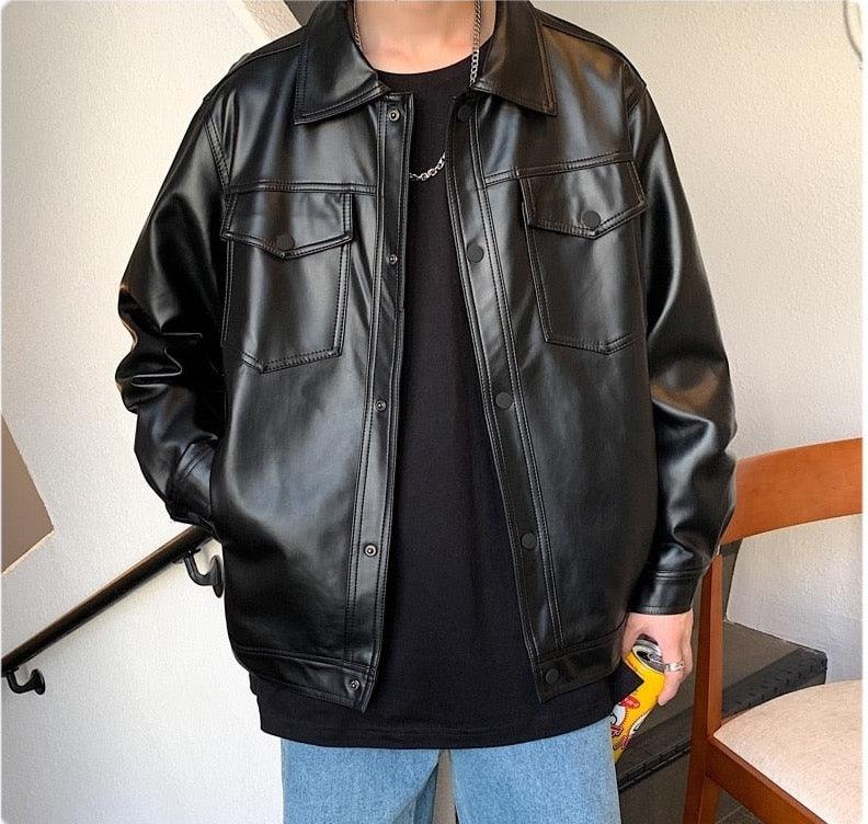 Casual Faux Leather Jacket - SEOUL STYLEZ