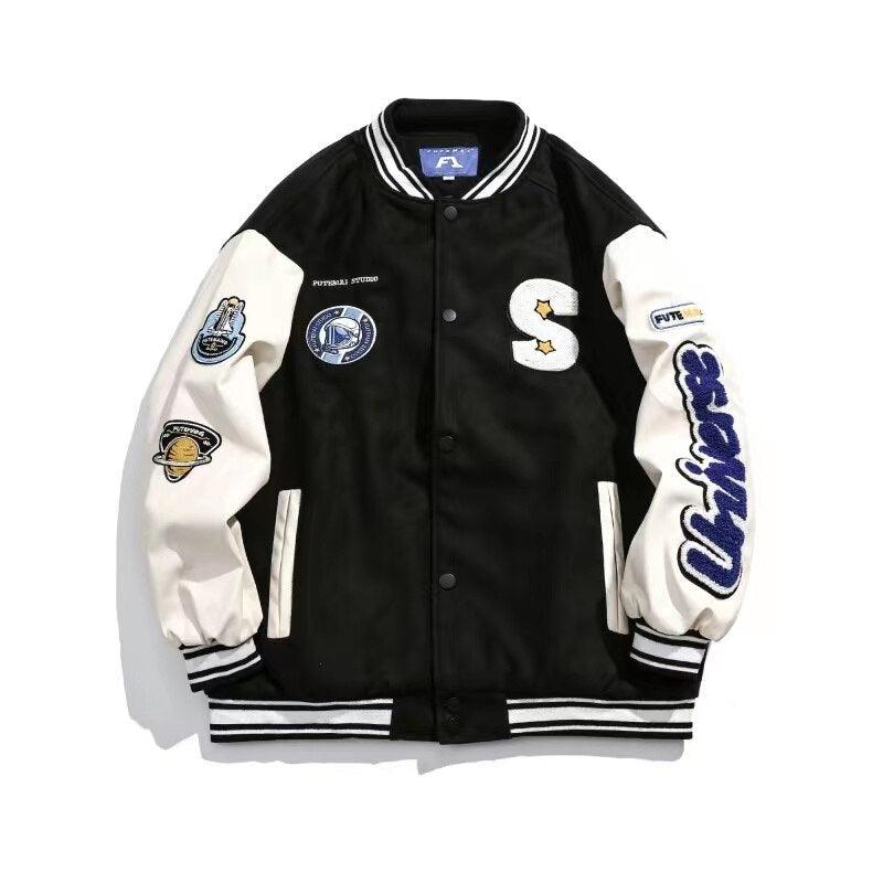 Hip Hop Streetwear Baseball Embroidery Bomber Jacket - SEOUL STYLEZ