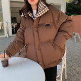 Padded Coat Checkerboard Warm Parka Jacket - SEOUL STYLEZ