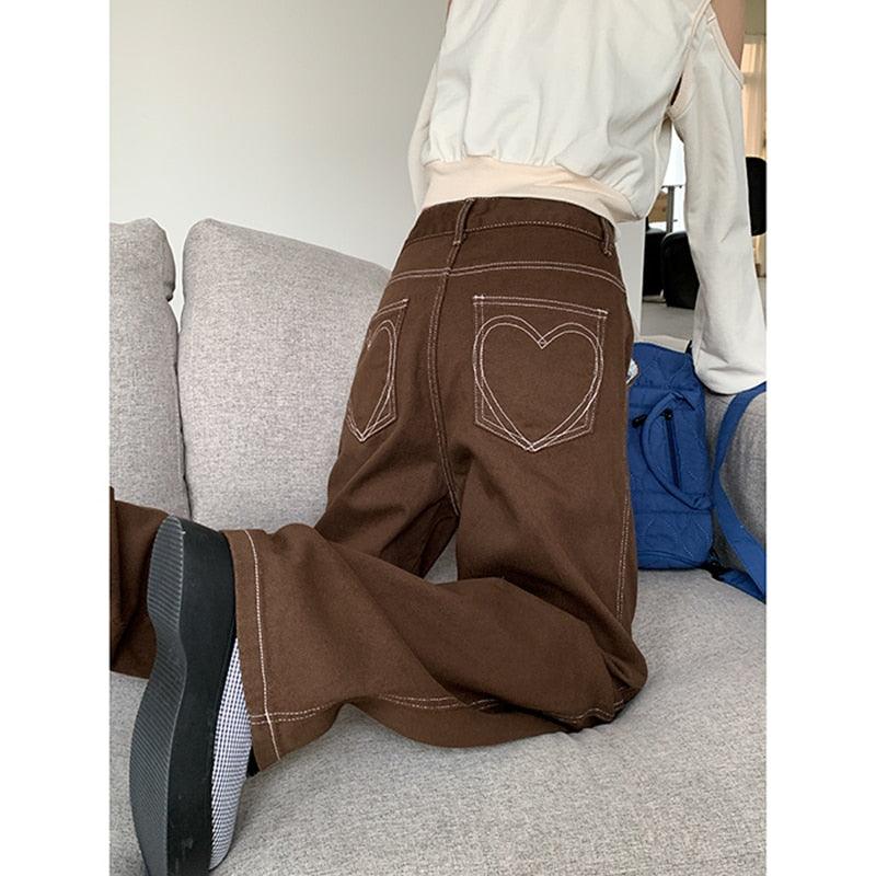 Wide Baggy Brown Jeans - SEOUL STYLEZ