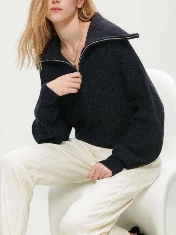 Oversized Zipper Knitted Long Sleeve - SEOUL STYLEZ