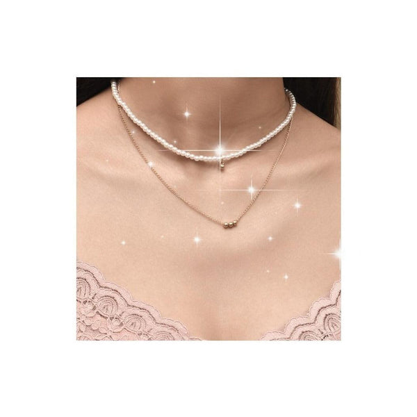 Creative Multi-layered Necklace Gold/Pearl - SEOUL STYLEZ
