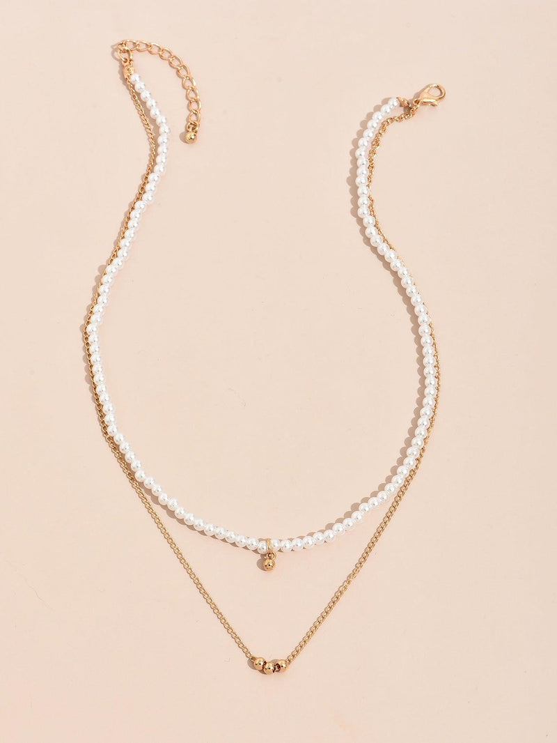 Creative Multi-layered Necklace Gold/Pearl - SEOUL STYLEZ
