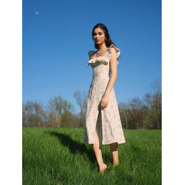 Linen Floral Sleeveless Dress - SEOUL STYLEZ