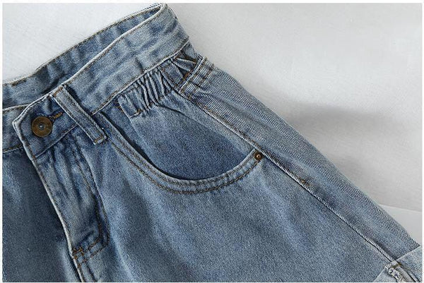 Vintage High Waist Slacks Denim Shorts - SEOUL STYLEZ