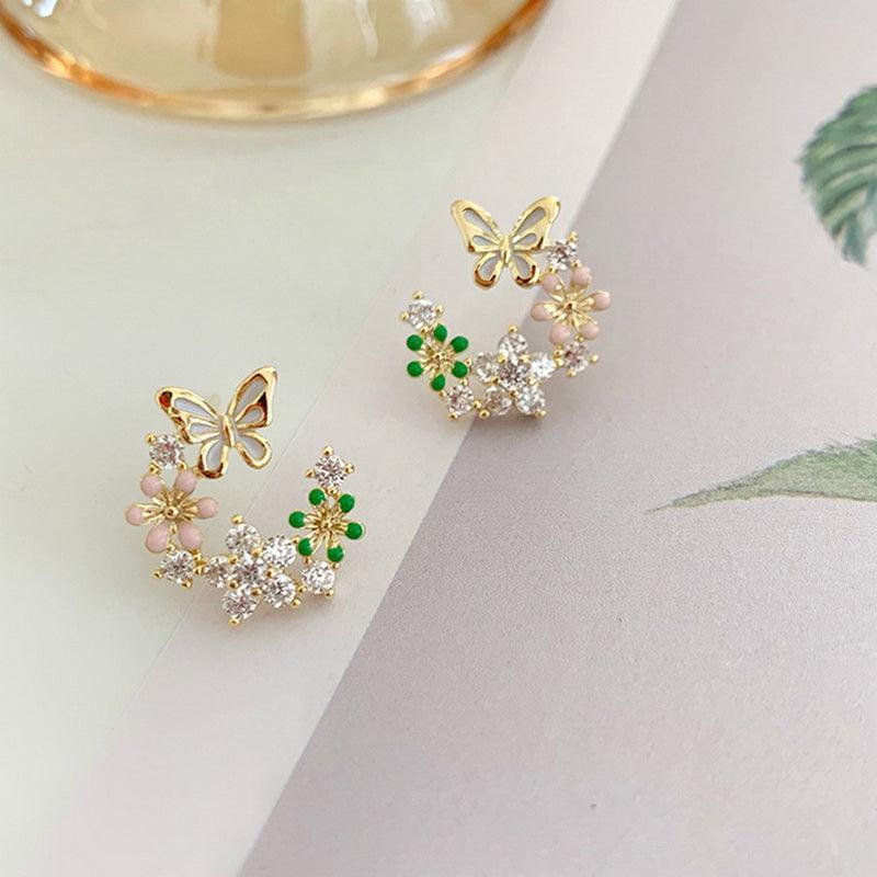 Flower Butterfly Earrings - SEOUL STYLEZ