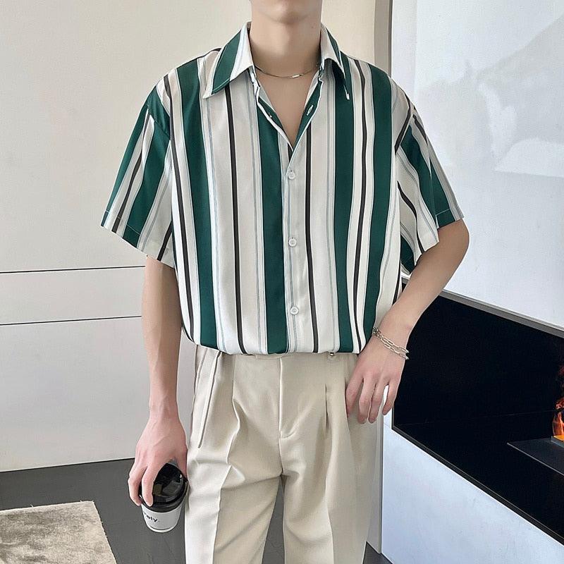 Green Striped Shirt - SEOUL STYLEZ
