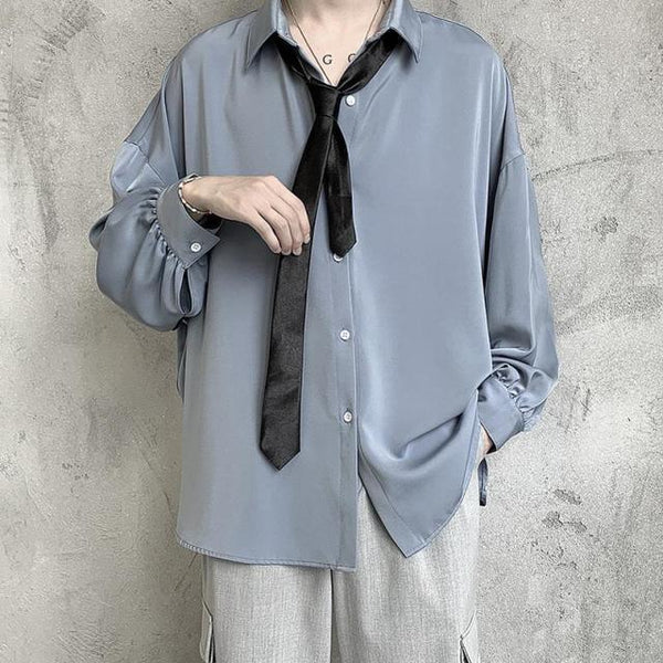 Oversized Button-Down Shirt - SEOUL STYLEZ